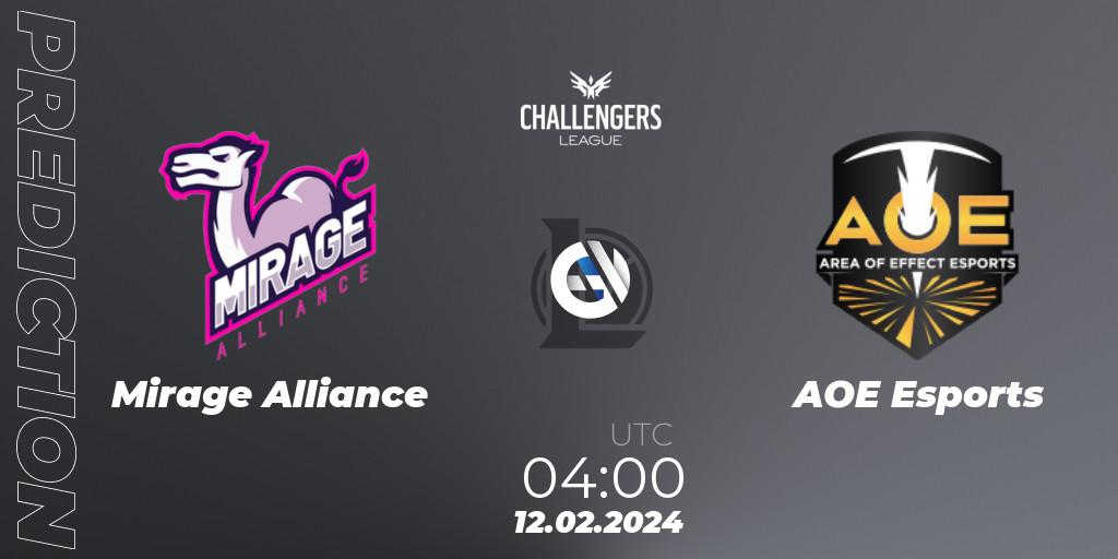 Mirage Alliance - AOE Esports: ennuste. 12.02.24, LoL, NACL 2024 Spring - Group Stage