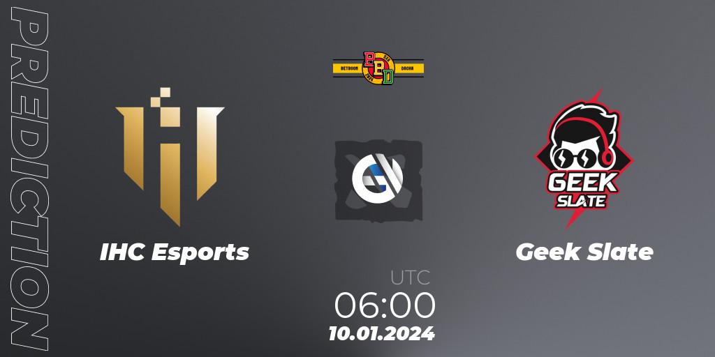 IHC Esports - Geek Slate: ennuste. 10.01.24, Dota 2, BetBoom Dacha Dubai 2024: SEA and CN Closed Qualifier