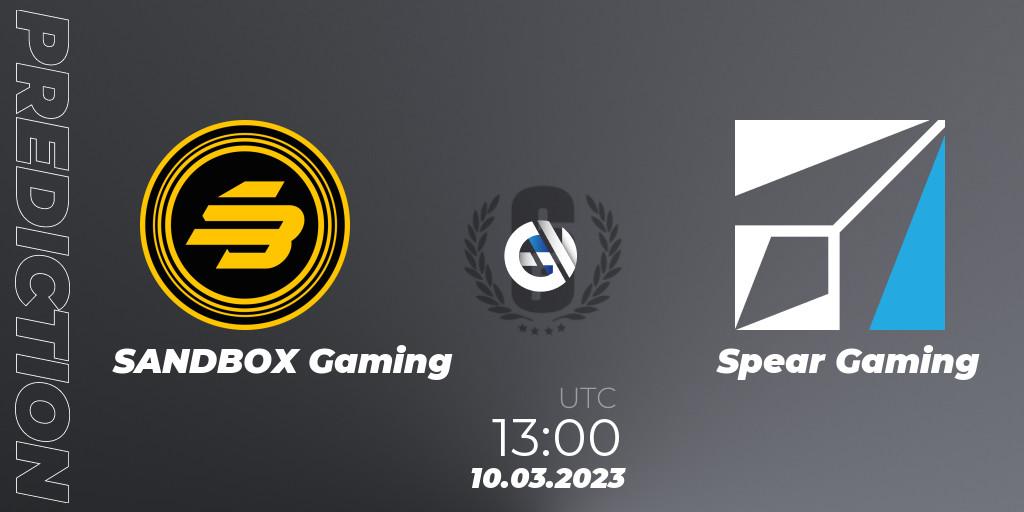 SANDBOX Gaming - Spear Gaming: ennuste. 10.03.2023 at 13:00, Rainbow Six, South Korea League 2023 - Stage 1