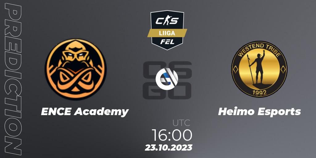 ENCE Academy - Heimo Esports: ennuste. 23.10.2023 at 16:00, Counter-Strike (CS2), Finnish Esports League Season 11