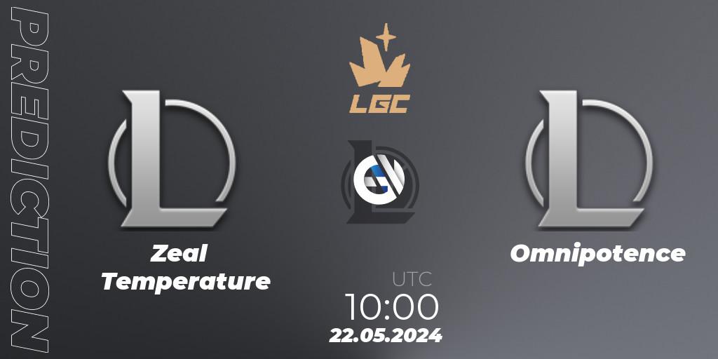 Zeal Temperature - Omnipotence: ennuste. 22.05.2024 at 10:00, LoL, Legend Cup 2024