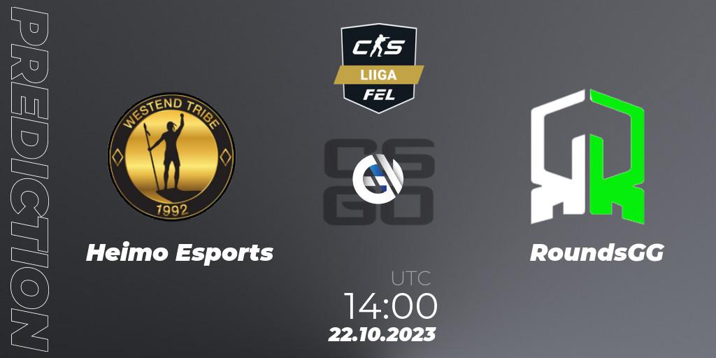 Heimo Esports - RoundsGG: ennuste. 22.10.2023 at 14:00, Counter-Strike (CS2), Finnish Esports League Season 11