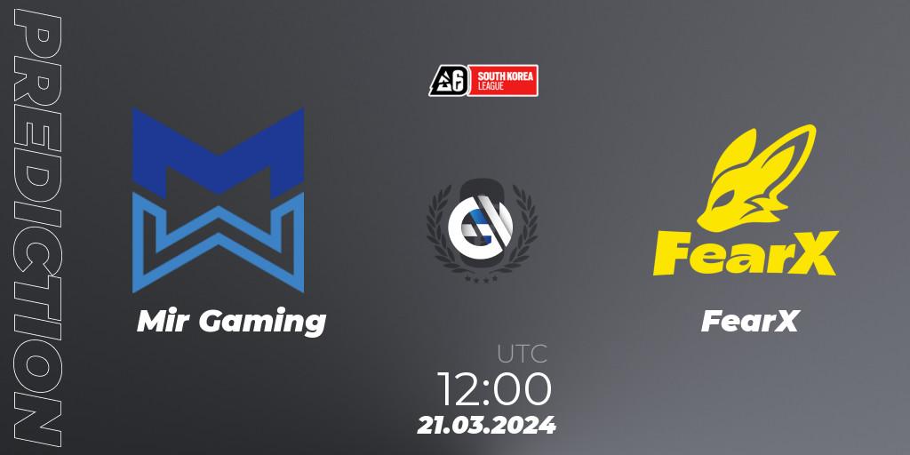 Mir Gaming - FearX: ennuste. 21.03.2024 at 12:00, Rainbow Six, South Korea League 2024 - Stage 1