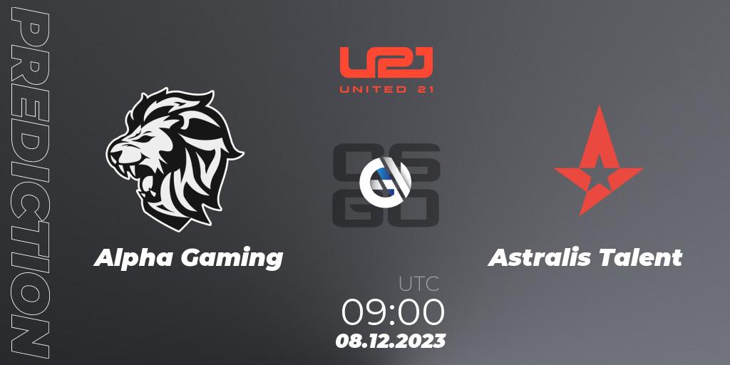Alpha Gaming - Astralis Talent: ennuste. 08.12.2023 at 09:00, Counter-Strike (CS2), United21 Season 9
