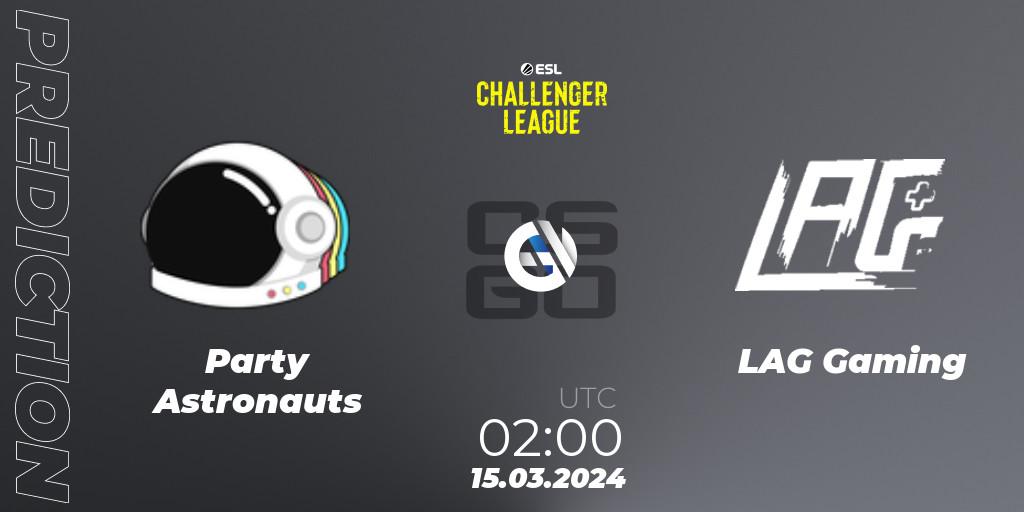 Party Astronauts - LAG Gaming: ennuste. 09.05.2024 at 01:00, Counter-Strike (CS2), ESL Challenger League Season 47: North America