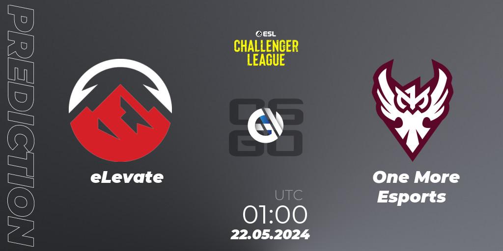eLevate - One More Esports: ennuste. 22.05.2024 at 01:00, Counter-Strike (CS2), ESL Challenger League Season 47: North America