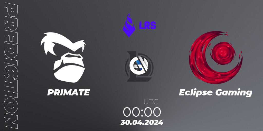 PRIMATE - Eclipse Gaming: ennuste. 30.04.2024 at 00:00, LoL, Liga Regional Sur 2024