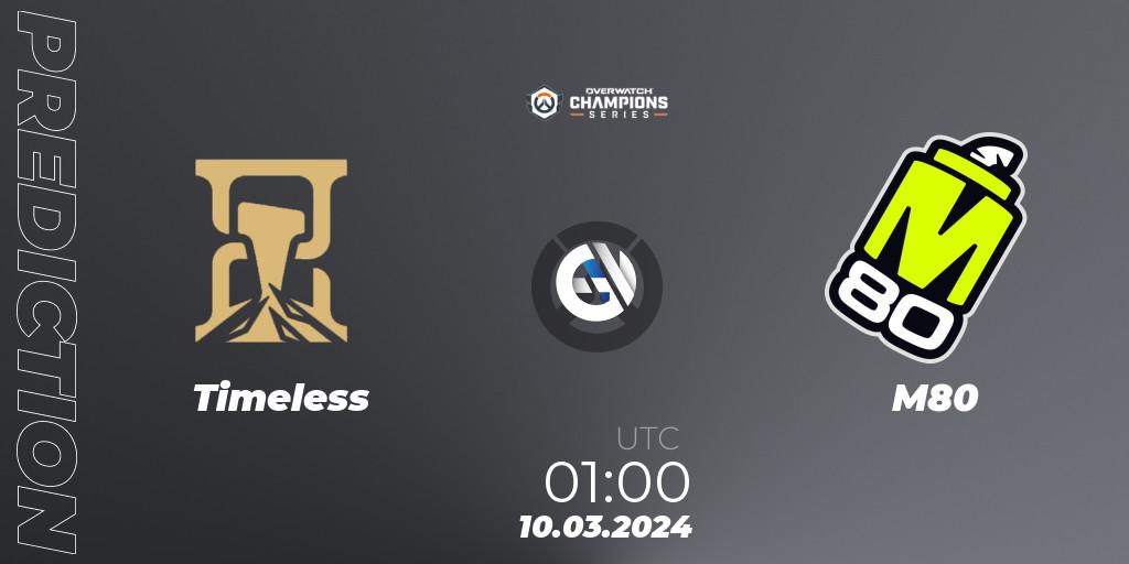 Timeless - M80: ennuste. 10.03.2024 at 01:00, Overwatch, Overwatch Champions Series 2024 - North America Stage 1 Group Stage