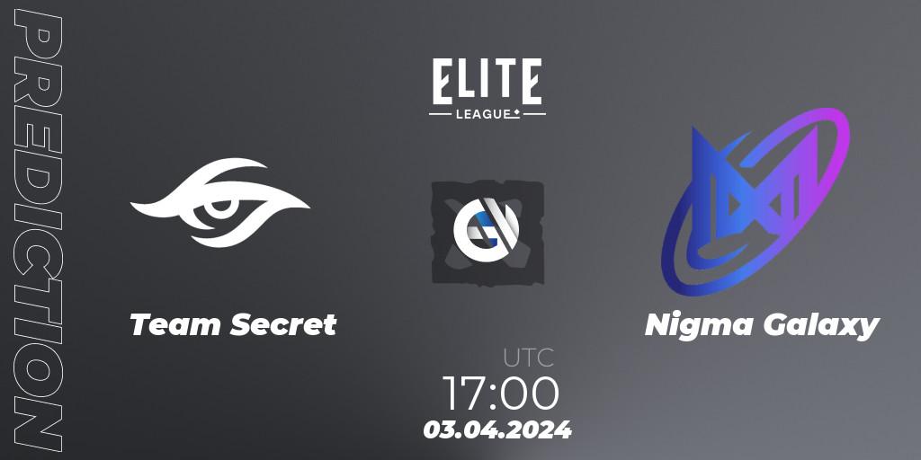 Team Secret - Nigma Galaxy: ennuste. 03.04.24, Dota 2, Elite League: Swiss Stage