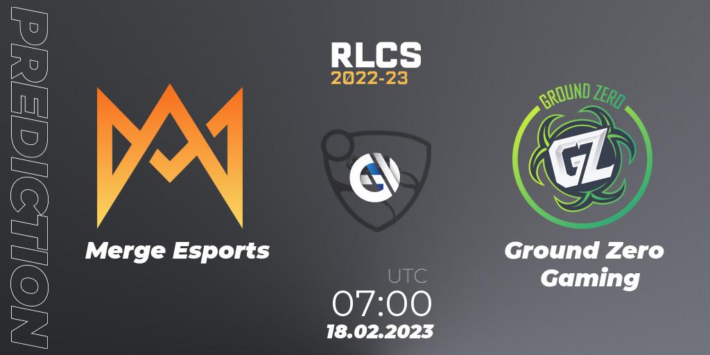 Merge Esports - Ground Zero Gaming: ennuste. 18.02.2023 at 07:00, Rocket League, RLCS 2022-23 - Winter: Oceania Regional 2 - Winter Cup