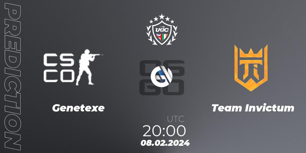 Genetexe - Team Invictum: ennuste. 08.02.2024 at 20:00, Counter-Strike (CS2), UKIC League Season 1: Division 1