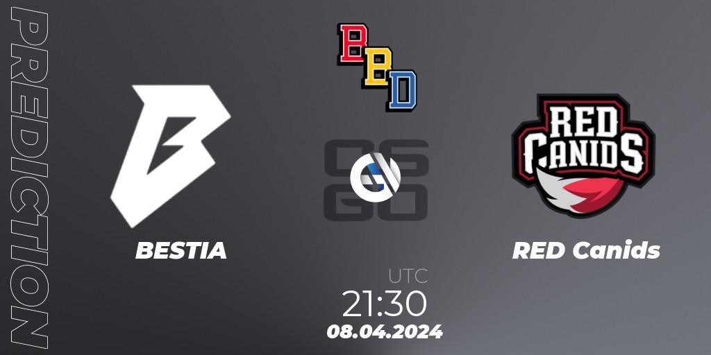 BESTIA - RED Canids: ennuste. 08.04.2024 at 21:30, Counter-Strike (CS2), BetBoom Dacha Belgrade 2024: South American Qualifier