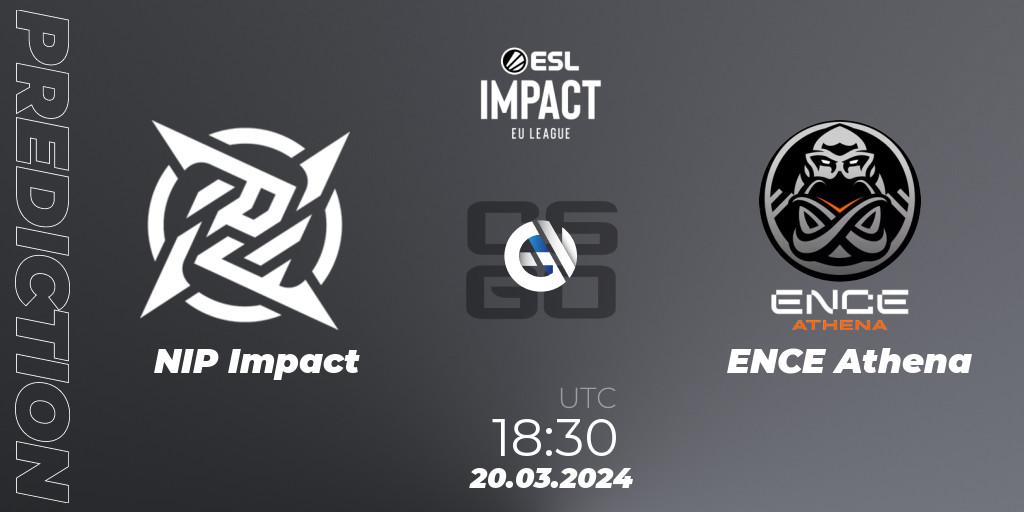NIP Impact - ENCE Athena: ennuste. 20.03.2024 at 18:30, Counter-Strike (CS2), ESL Impact League Season 5: Europe