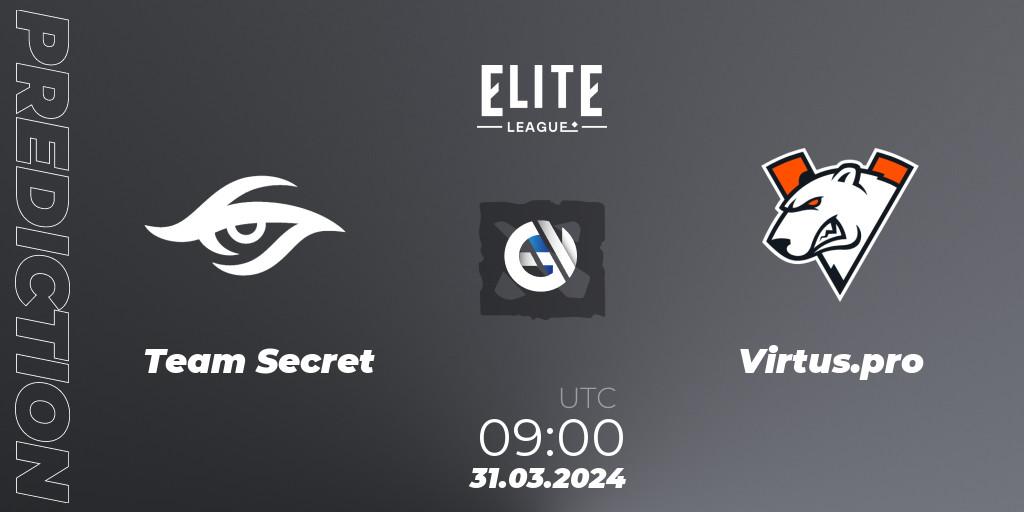 Team Secret - Virtus.pro: ennuste. 31.03.24, Dota 2, Elite League: Swiss Stage