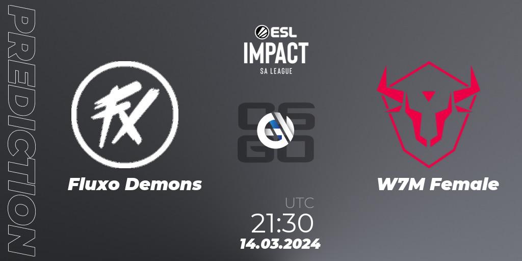 Fluxo Demons - W7M Female: ennuste. 14.03.2024 at 21:30, Counter-Strike (CS2), ESL Impact League Season 5: South America
