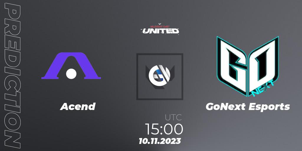 Acend - GoNext Esports: ennuste. 10.11.2023 at 15:00, VALORANT, VALORANT East: United: Season 2: Stage 3 - Finals
