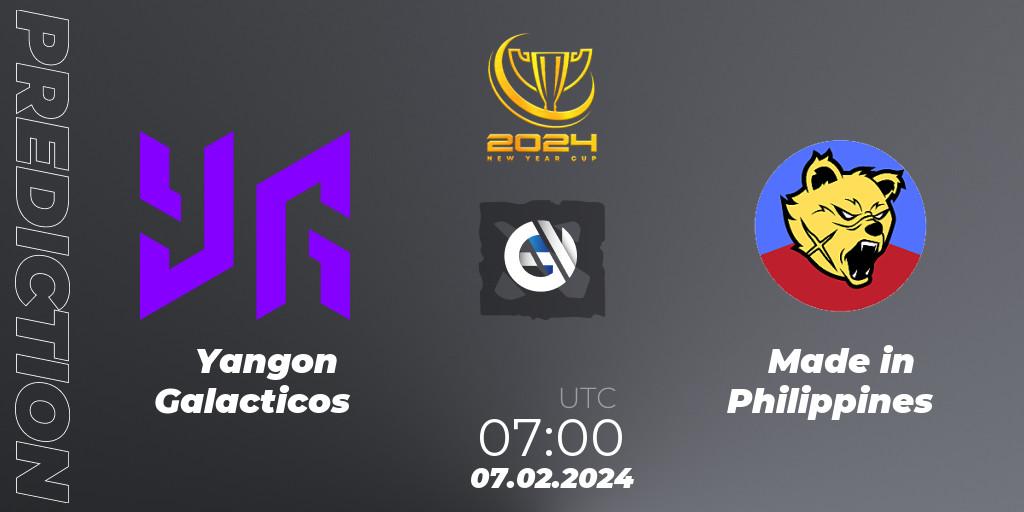 Yangon Galacticos - Made in Philippines: ennuste. 07.02.2024 at 07:06, Dota 2, New Year Cup 2024