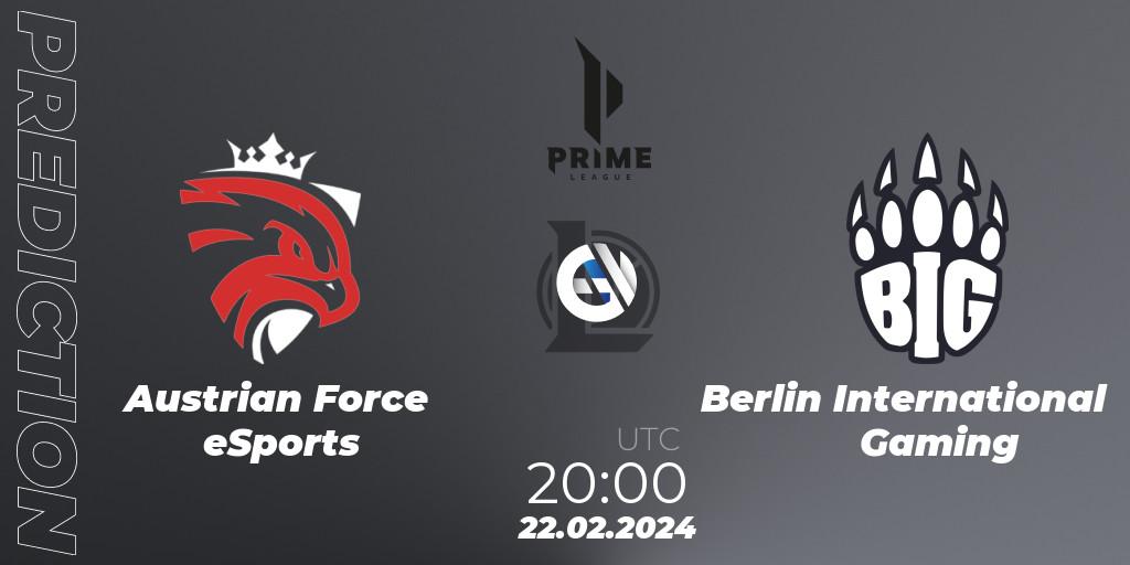 Austrian Force eSports - Berlin International Gaming: ennuste. 24.01.2024 at 18:00, LoL, Prime League Spring 2024 - Group Stage