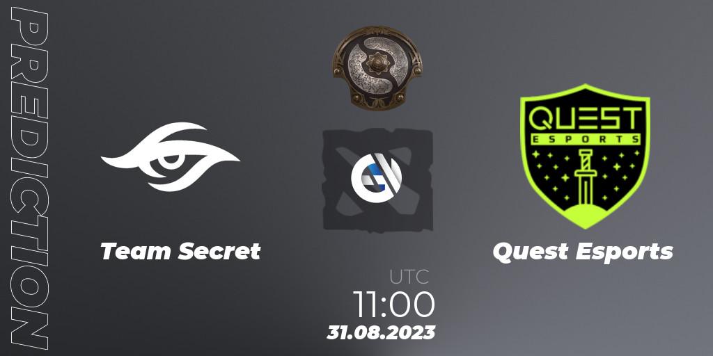 Team Secret - PSG Quest: ennuste. 31.08.2023 at 11:00, Dota 2, The International 2023 - Western Europe Qualifier