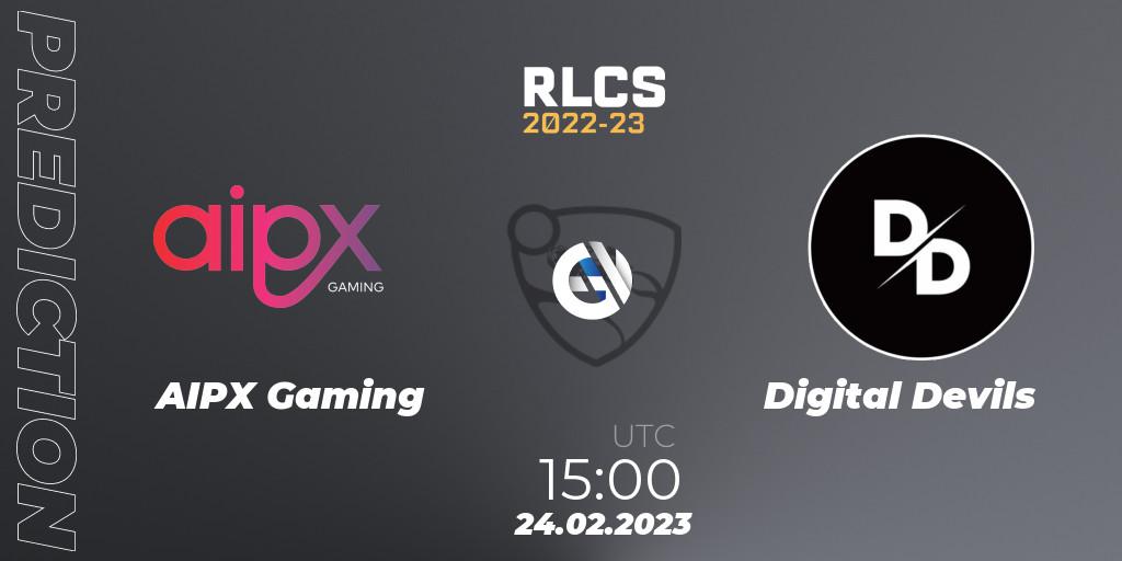 AIPX Gaming - Digital Devils: ennuste. 24.02.2023 at 15:00, Rocket League, RLCS 2022-23 - Winter: Sub-Saharan Africa Regional 3 - Winter Invitational
