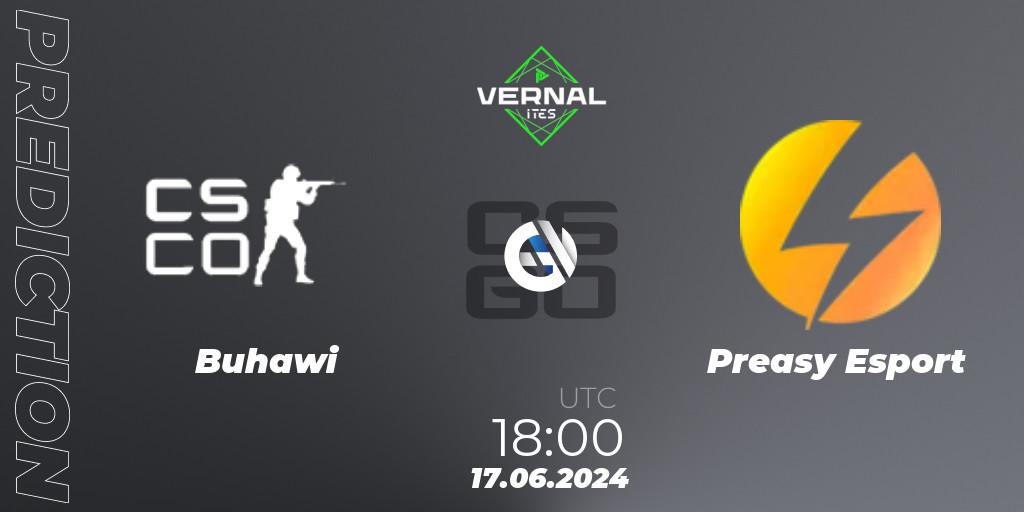 Buhawi - Preasy Esport: ennuste. 17.06.2024 at 18:00, Counter-Strike (CS2), ITES Vernal
