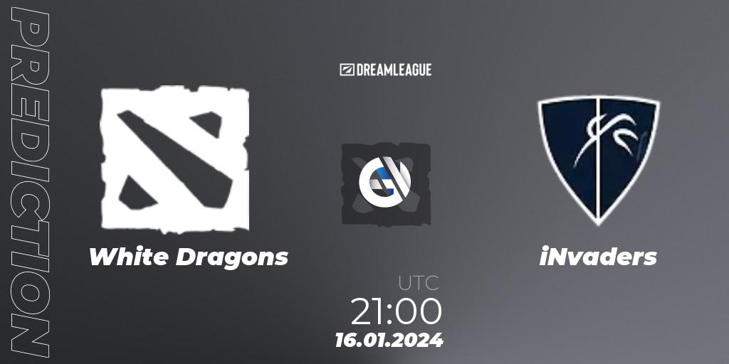 White Dragons - iNvaders: ennuste. 16.01.2024 at 21:00, Dota 2, DreamLeague Season 22: South America Closed Qualifier