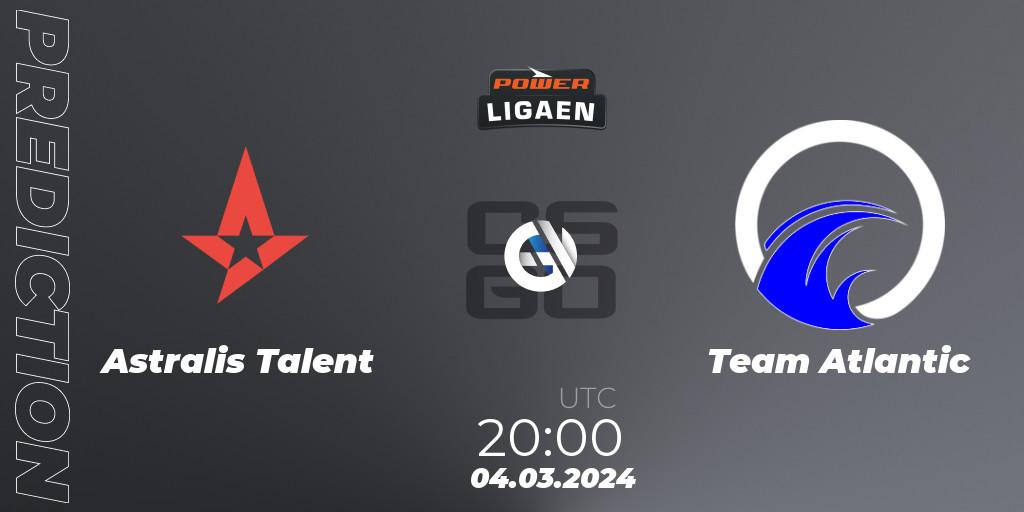 Astralis Talent - Team Atlantic: ennuste. 06.03.2024 at 20:00, Counter-Strike (CS2), Dust2.dk Ligaen Season 25