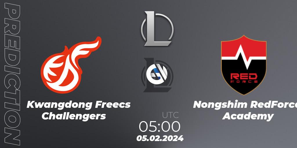 Kwangdong Freecs Challengers - Nongshim RedForce Academy: ennuste. 05.02.2024 at 05:00, LoL, LCK Challengers League 2024 Spring - Group Stage