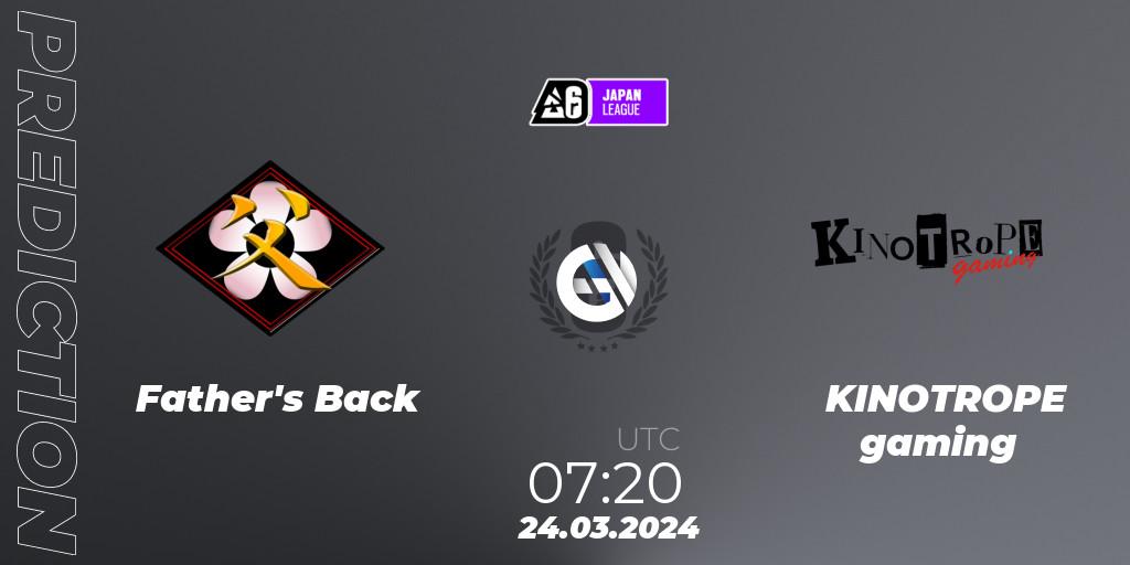 Father's Back - KINOTROPE gaming: ennuste. 24.03.2024 at 09:00, Rainbow Six, Japan League 2024 - Stage 1
