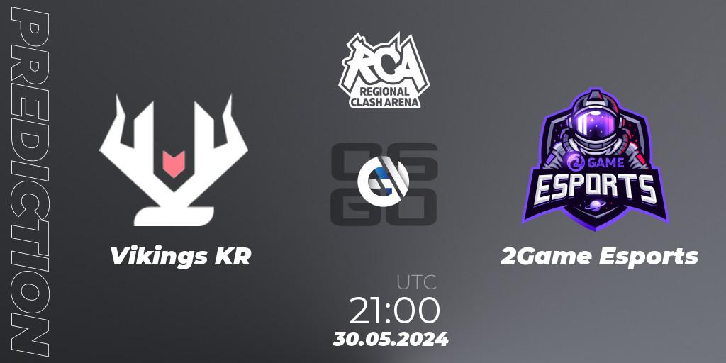Vikings KR - 2Game Esports: ennuste. 30.05.2024 at 22:00, Counter-Strike (CS2), Regional Clash Arena South America: Closed Qualifier