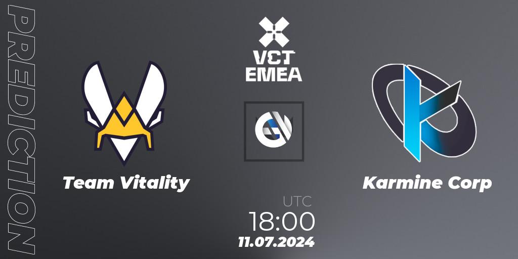 Team Vitality - Karmine Corp: ennuste. 11.07.2024 at 19:00, VALORANT, VALORANT Champions Tour 2024: EMEA League - Stage 2 - Group Stage