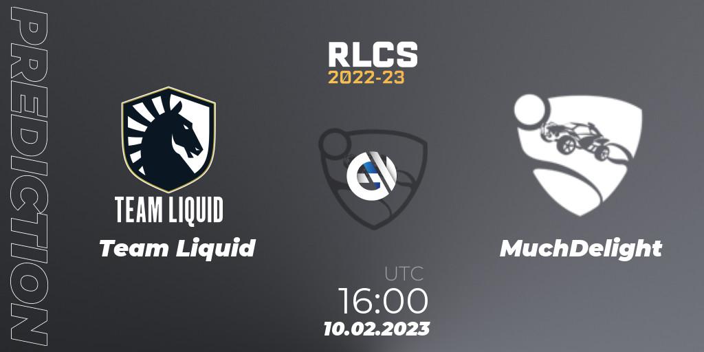 Team Liquid - MuchDelight: ennuste. 10.02.2023 at 16:00, Rocket League, RLCS 2022-23 - Winter: Europe Regional 2 - Winter Cup