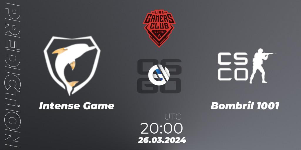 Intense Game - Bombril 1001: ennuste. 26.03.2024 at 20:00, Counter-Strike (CS2), Gamers Club Liga Série A: March 2024