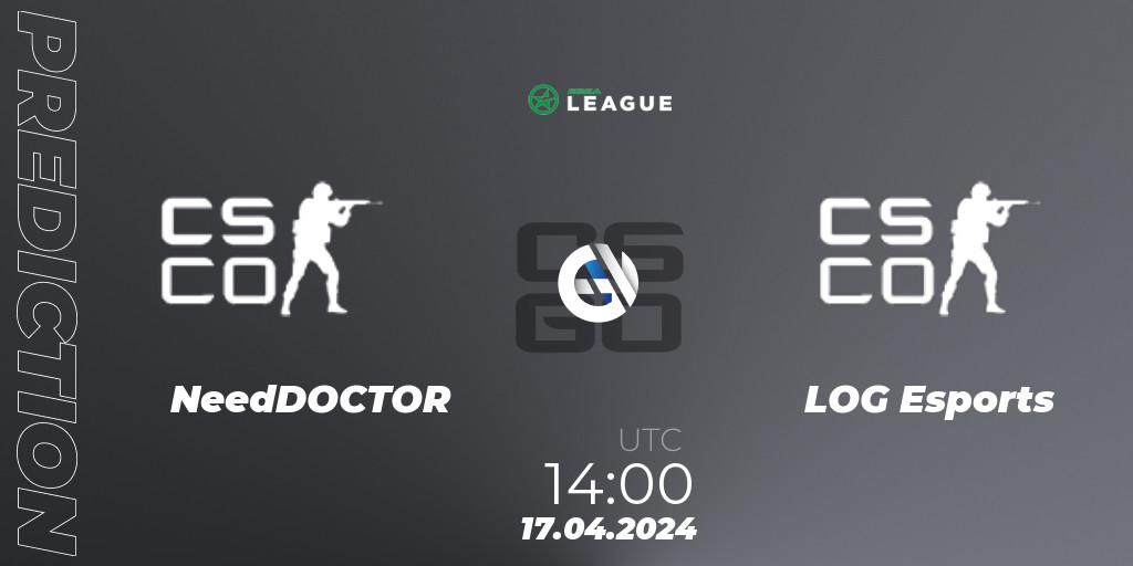 NeedDOCTOR - LOG Esports: ennuste. 17.04.2024 at 14:00, Counter-Strike (CS2), ESEA Season 49: Advanced Division - Europe