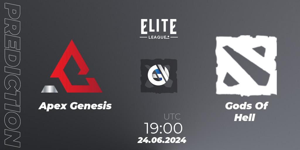 Apex Genesis - Gods Of Hell: ennuste. 24.06.2024 at 19:00, Dota 2, Elite League Season 2: North America Closed Qualifier
