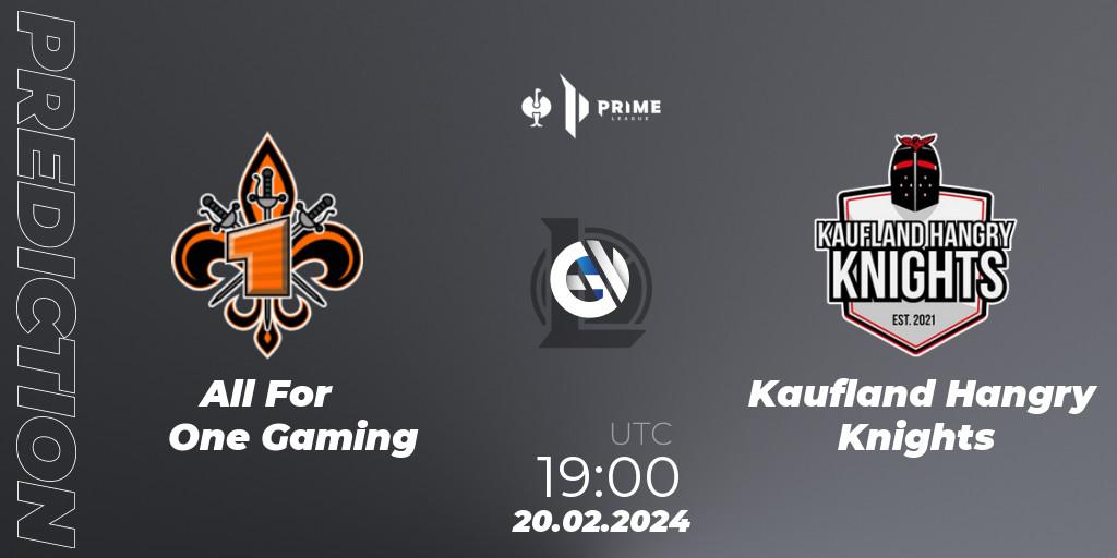 All For One Gaming - Kaufland Hangry Knights: ennuste. 20.02.2024 at 19:00, LoL, Prime League 2nd Division
