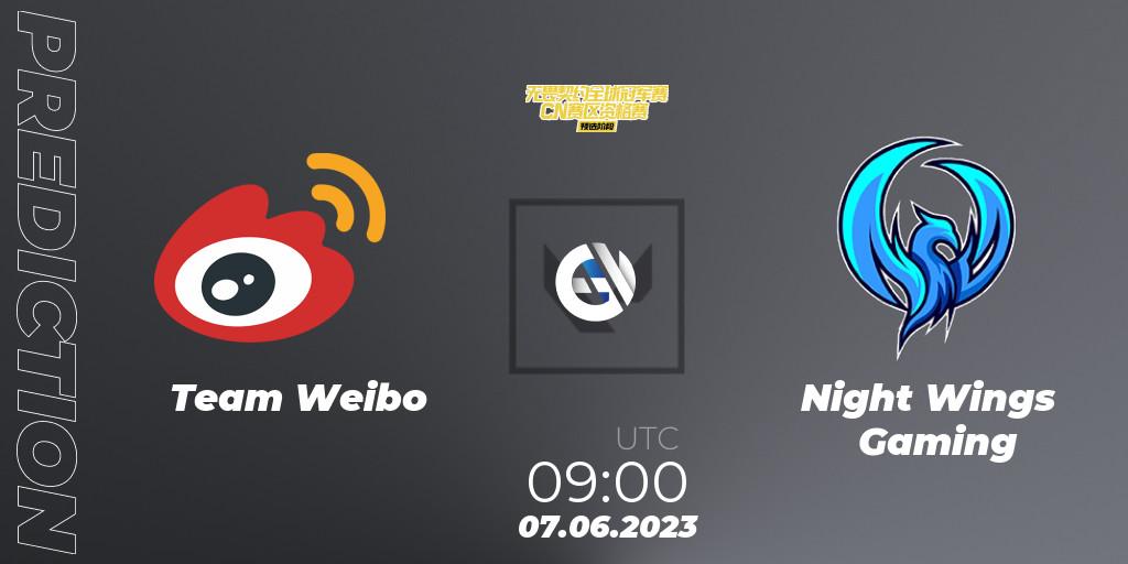 Team Weibo - Night Wings Gaming: ennuste. 07.06.2023 at 09:00, VALORANT, VALORANT Champions Tour 2023: China Preliminaries