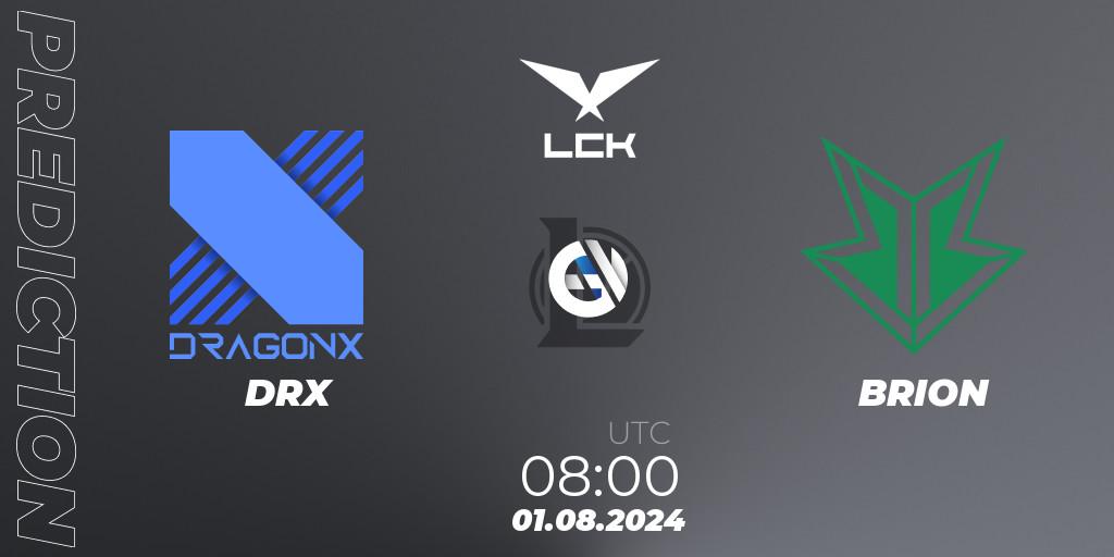 DRX - BRION: ennuste. 01.08.2024 at 08:00, LoL, LCK Summer 2024 Group Stage