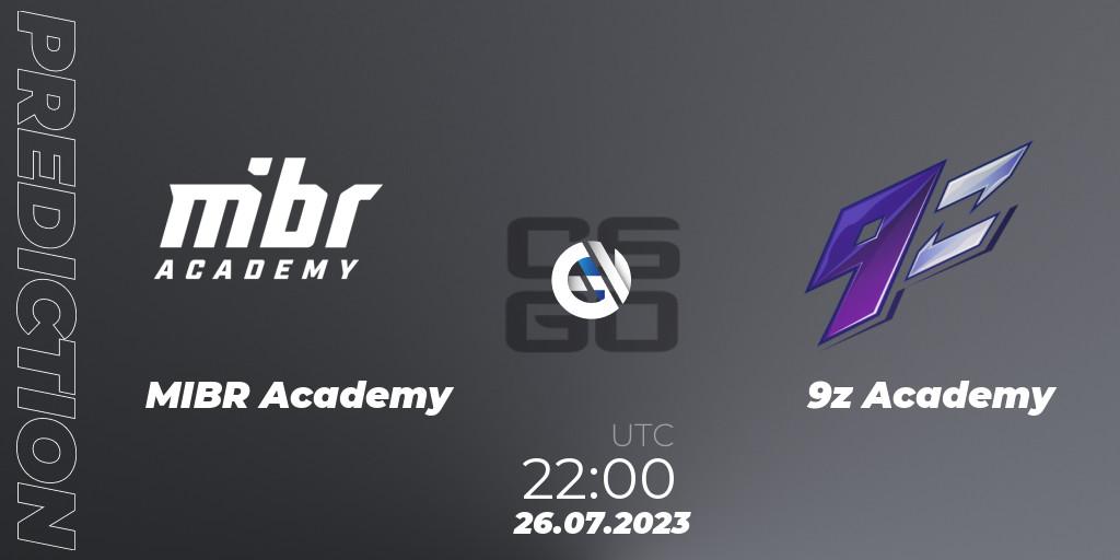 MIBR Academy - 9z Academy: ennuste. 26.07.2023 at 22:00, Counter-Strike (CS2), Gamers Club Liga Série A: July 2023