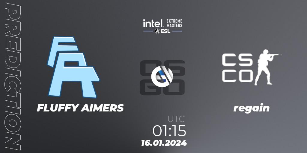 FLUFFY AIMERS - regain: ennuste. 16.01.2024 at 01:15, Counter-Strike (CS2), Intel Extreme Masters China 2024: North American Open Qualifier #1