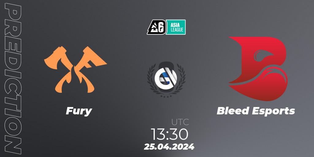 Fury - Bleed Esports: ennuste. 25.04.2024 at 13:30, Rainbow Six, Asia League 2024 - Stage 1