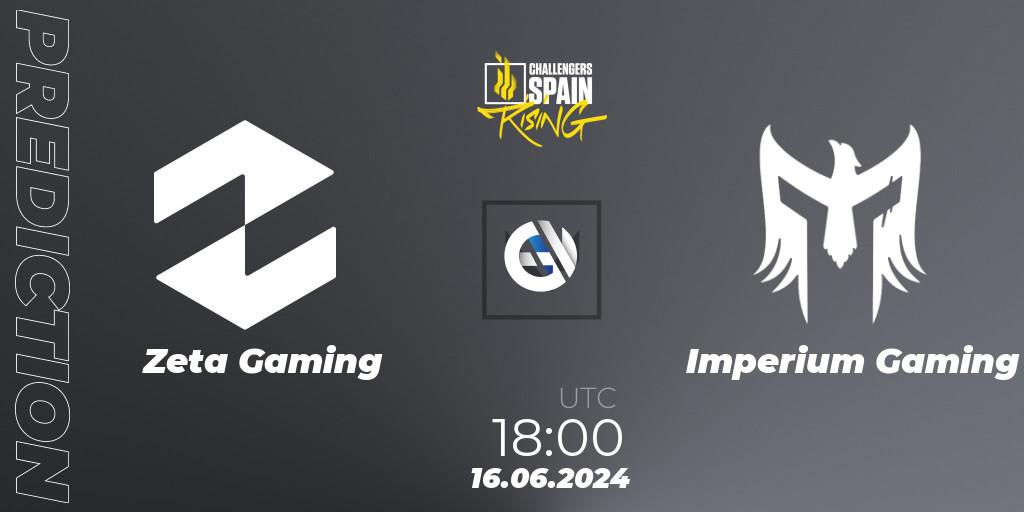 Zeta Gaming - Imperium Gaming: ennuste. 16.06.2024 at 18:00, VALORANT, VALORANT Challengers 2024 Spain: Rising Split 2