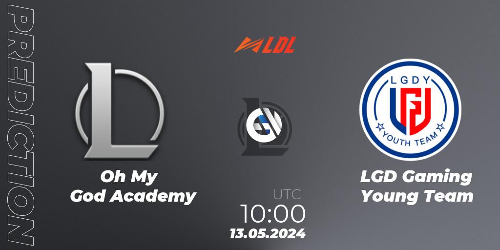 Oh My God Academy - LGD Gaming Young Team: ennuste. 13.05.2024 at 10:00, LoL, LDL 2024 - Stage 2