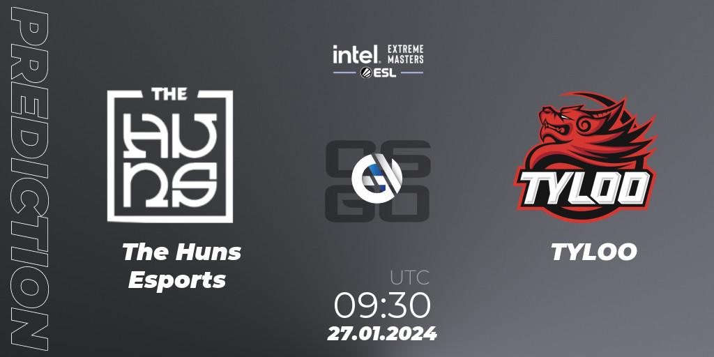 The Huns Esports - TYLOO: ennuste. 27.01.2024 at 09:30, Counter-Strike (CS2), Intel Extreme Masters China 2024: Asian Closed Qualifier