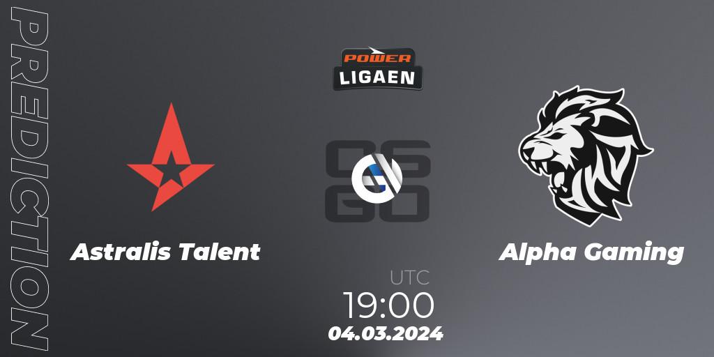 Astralis Talent - Alpha Gaming: ennuste. 06.03.2024 at 19:00, Counter-Strike (CS2), Dust2.dk Ligaen Season 25