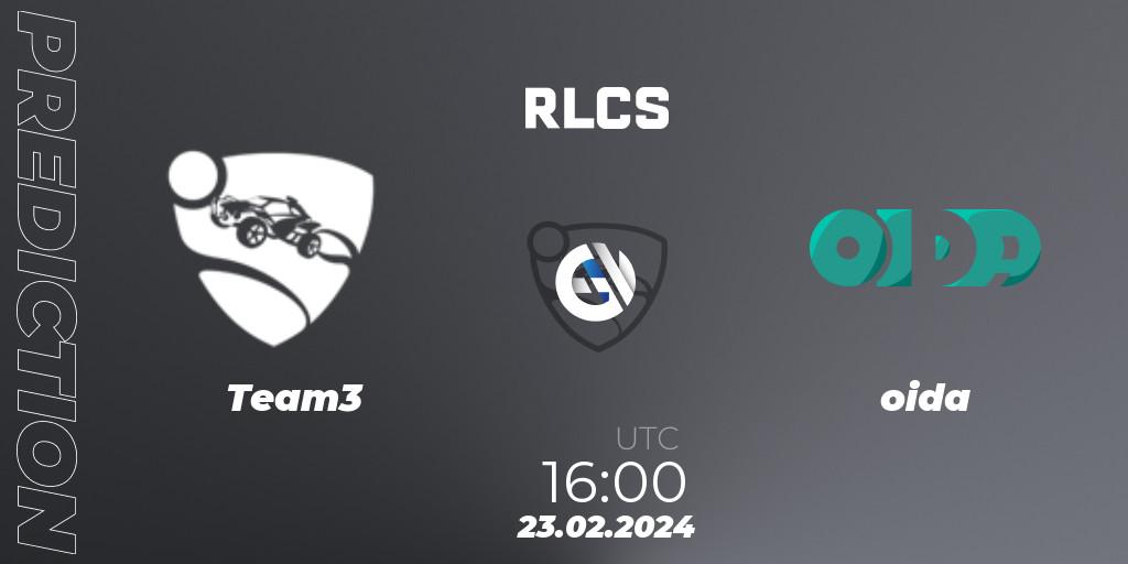 Team3 - oida: ennuste. 23.02.2024 at 16:00, Rocket League, RLCS 2024 - Major 1: Europe Open Qualifier 2
