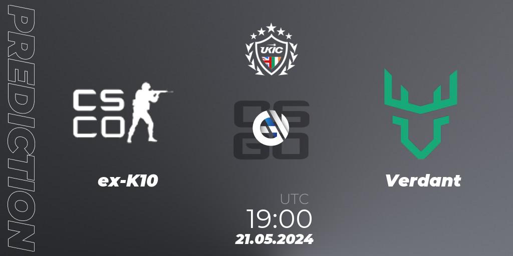 ex-K10 - Verdant: ennuste. 21.05.2024 at 19:00, Counter-Strike (CS2), UKIC League Season 2: Division 1