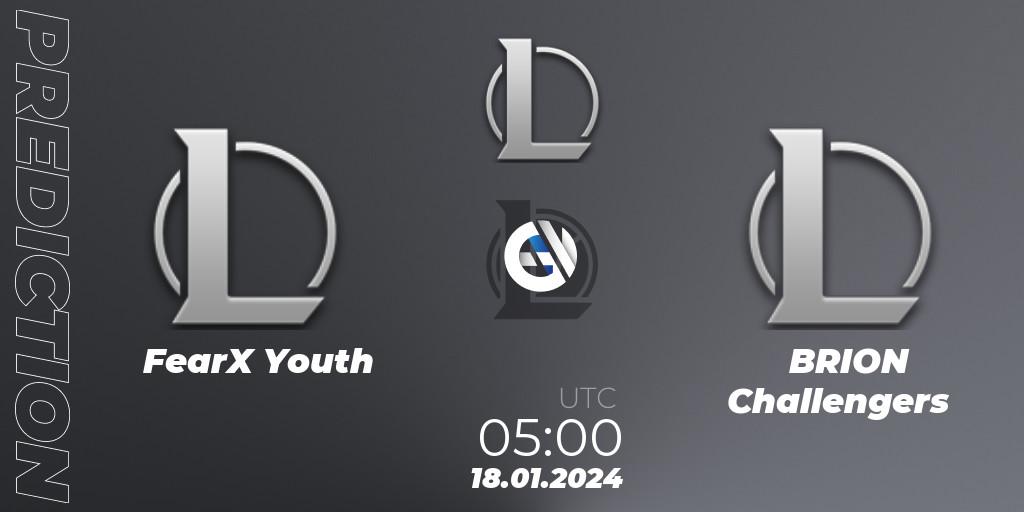 FearX Youth - BRION Challengers: ennuste. 18.01.2024 at 05:00, LoL, LCK Challengers League 2024 Spring - Group Stage