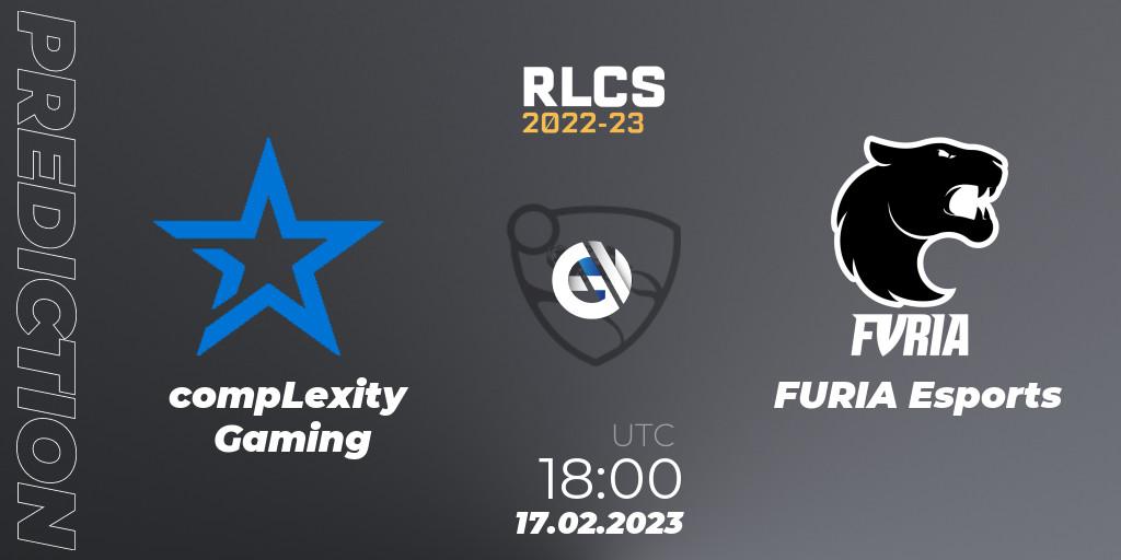 compLexity Gaming - FURIA Esports: ennuste. 17.02.2023 at 18:00, Rocket League, RLCS 2022-23 - Winter: North America Regional 2 - Winter Cup