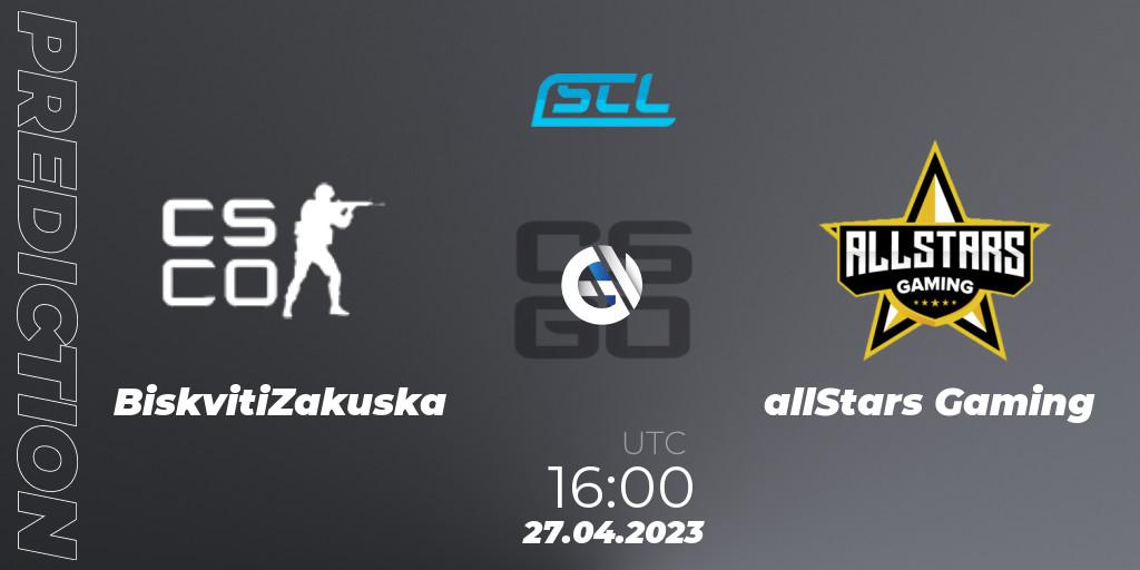 BiskvitiZakuska - allStars Gaming: ennuste. 27.04.2023 at 18:00, Counter-Strike (CS2), SCL Season 9: Challenger Division